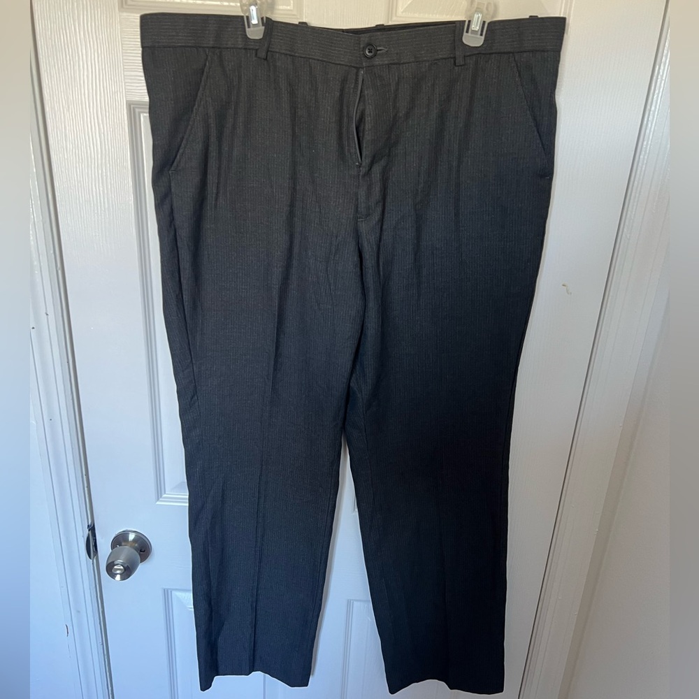 Brand: Perry Ellis Color: black with thin stripes Size: 38/32